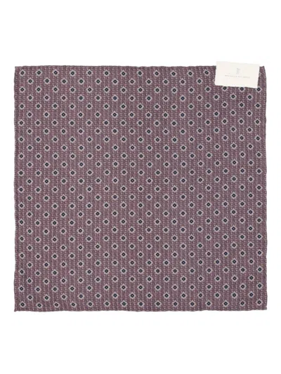 Brunello Cucinelli Geometric-pattern Pocket Square In Pink