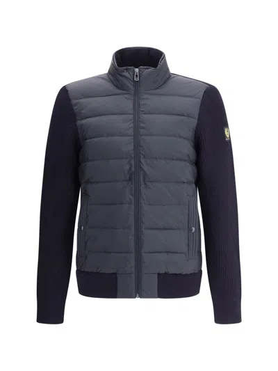 Belstaff Mens Dark Ink Circuiteer Padded Wool Blend Cardigan In Blue