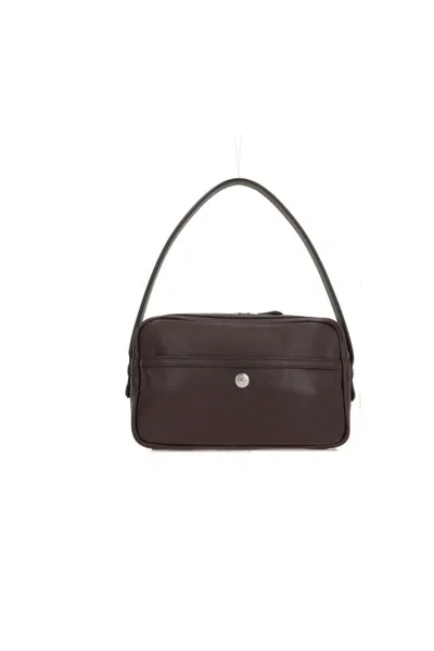 Acne Studios Chocolate Leather Shoulder Bag Keychain Detail In Brown