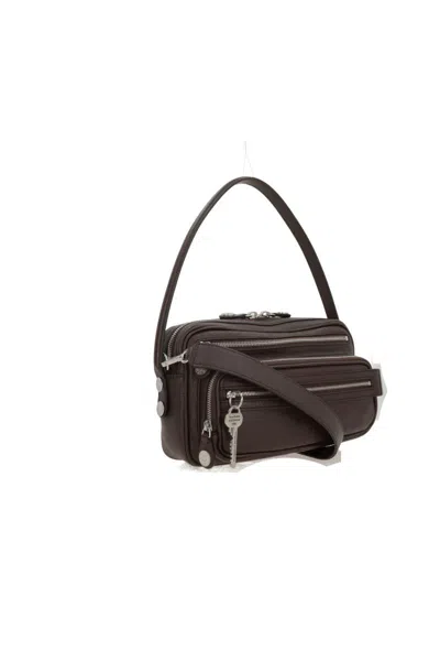Acne Studios Chocolate Leather Shoulder Bag Keychain Detail In Brown