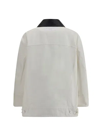 Givenchy Denim Jacket With Leather Collar In White
