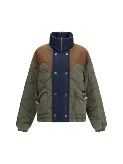 Marbell Quilted Colour-block Bomber Jacket In Multi