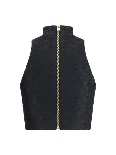 Balmain Women Baroque Crop Top In Black