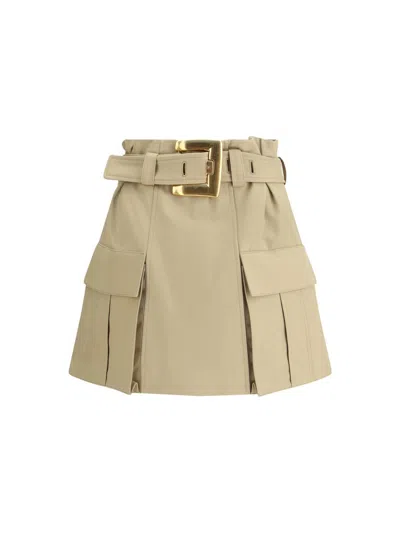 Balmain Women Cargo Miniskirt In Neutral
