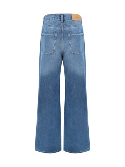 7 For All Mankind Wide Leg Cotton Jeans In Blue