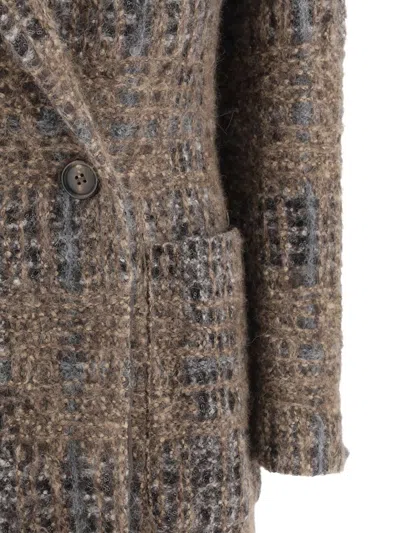 Brunello Cucinelli Check Pattern Mohair Blazer Jacket In Brown