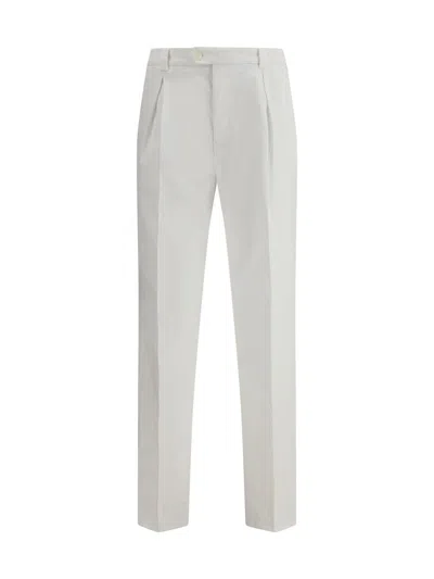 Brunello Cucinelli Men Cotton Gabardine Pants In White