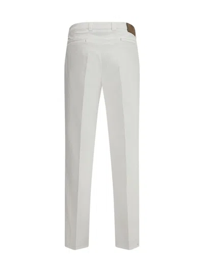Brunello Cucinelli Men Cotton Gabardine Pants In White