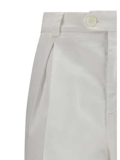 Brunello Cucinelli Men Cotton Gabardine Pants In White