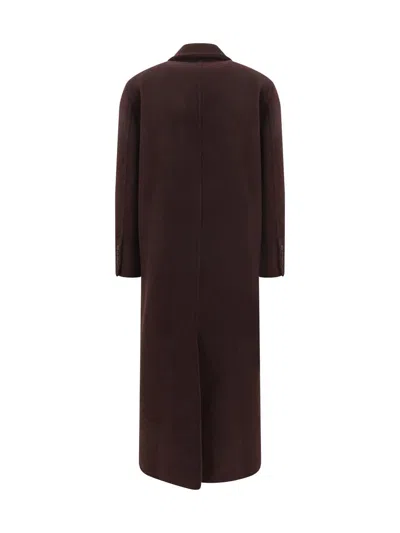 Brunello Cucinelli Hand-crafted Coat In Cashmere Double Beaver Cloth With Monili Clothing In Burgundy