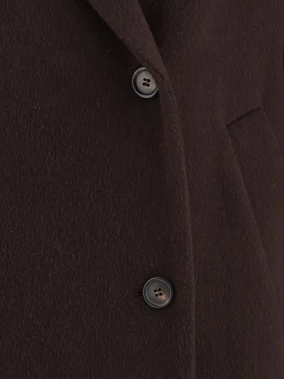 Brunello Cucinelli Hand-crafted Coat In Cashmere Double Beaver Cloth With Monili Clothing In Burgundy