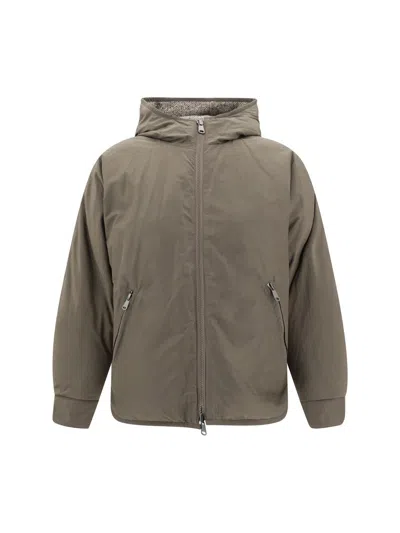 Brunello Cucinelli Reversible Down Jacket In Gray