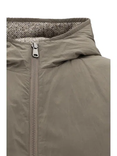 Brunello Cucinelli Reversible Down Jacket In Gray