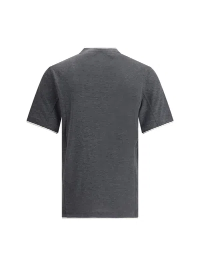 Brunello Cucinelli Men Silk T-shir In Gray