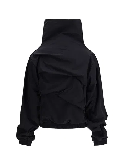Alainpaul High-neck Gathered Jacket In Black