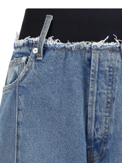 Alainpaul Elastic Waist Jeans In Blue