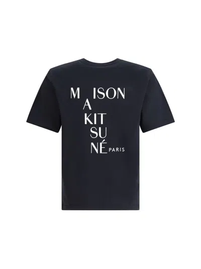 Maison Kitsuné Cotton T-shirt With Logo Patch In Black