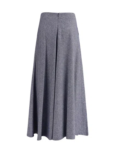 Sara Roka A-line Denim Midi Skirt In Blue