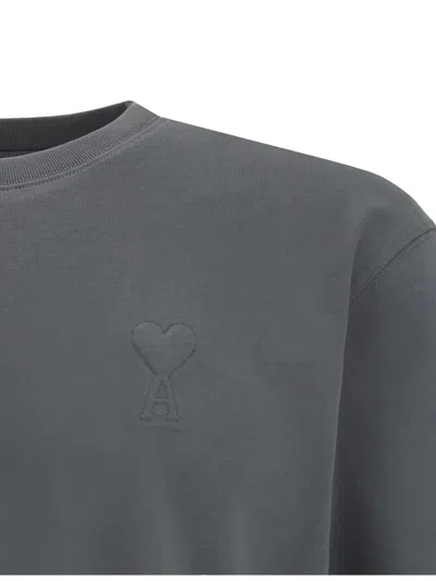 Ami Alexandre Mattiussi Ami Paris Men Ami De Coeur T-shirt In Gray