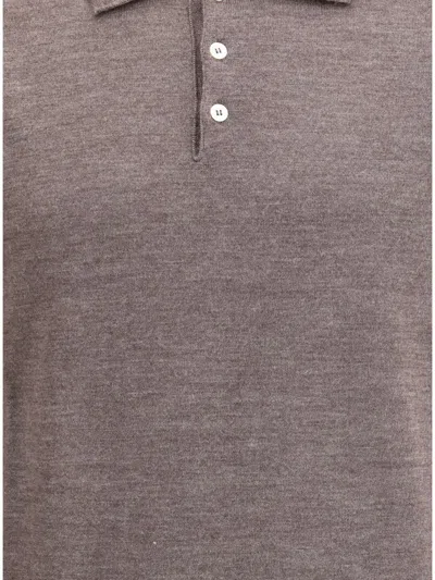 Cruna Knitted Long Sleeved Polo Shirt In Gray