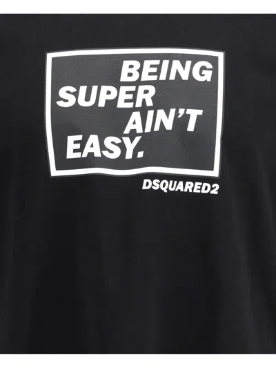 Dsquared2 Oversized Cotton T-shirt Featuring Graphic Design In Black