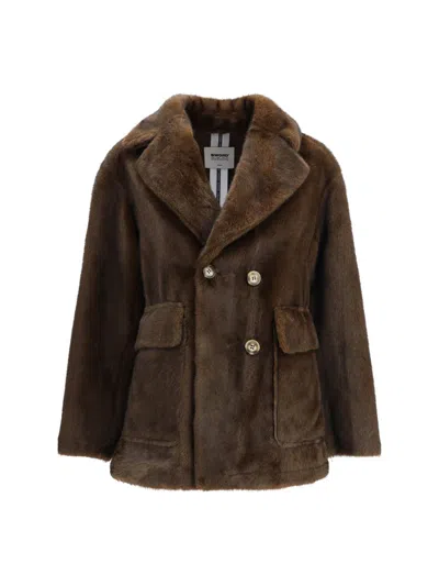 Sword 6.6.44 Wide-lapel Patch-pocket Coat In Brown