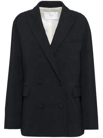 Tela Double-breasted Jacket In Black