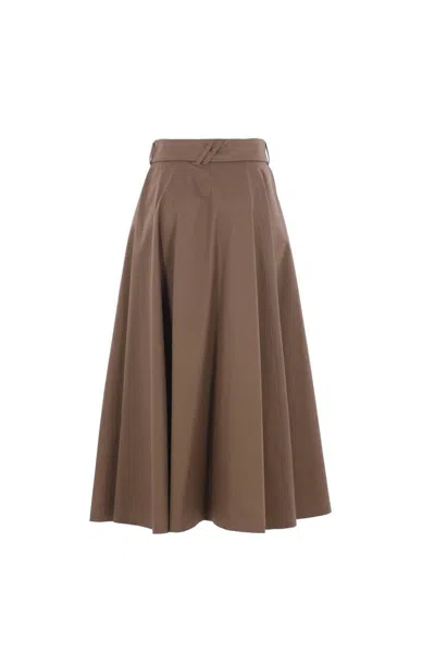 Burberry Beige Skirt With Adjustable Belt And Button Closure In Cotton Woman In Multi