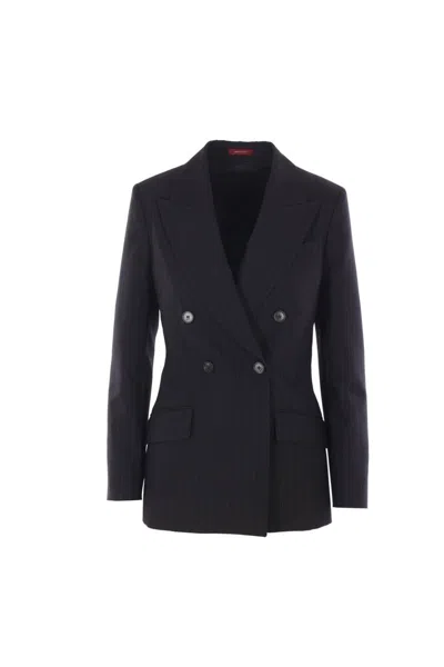 Gucci Pinstripe-pattern Double-breasted Jacket In Black
