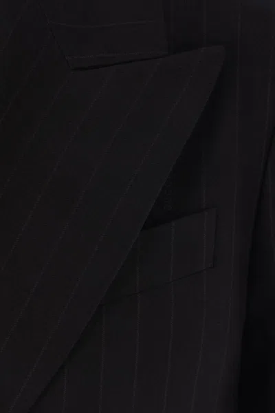 Gucci Pinstripe-pattern Double-breasted Jacket In Black