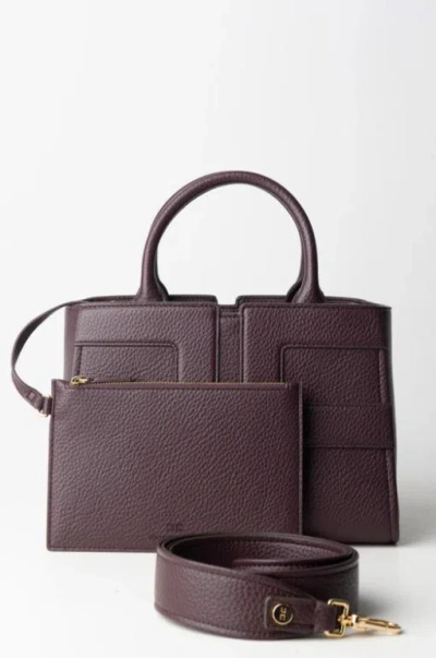 Elisabetta Franchi Leather Textured Shoulder Bag With 2 Handles In Red