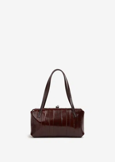Jil Sander Paneled Cracked-leather Shoulder Bag In Brown