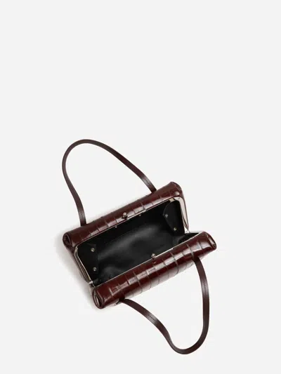Jil Sander Paneled Cracked-leather Shoulder Bag In Brown
