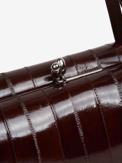 Jil Sander Paneled Cracked-leather Shoulder Bag In Brown