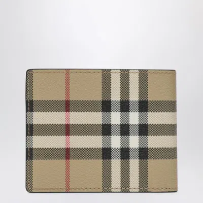 Burberry Beige Bi-fold Wallet With Check Pattern Men In Multi