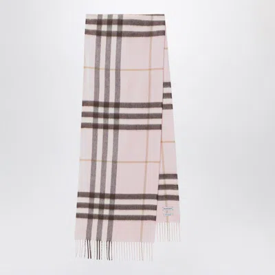 Burberry Cashmere Scarf Featuring Checked Pattern And Fringe In Pink