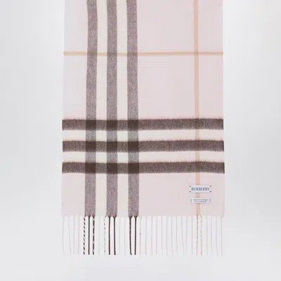 Burberry Cashmere Scarf Featuring Checked Pattern And Fringe In Pink