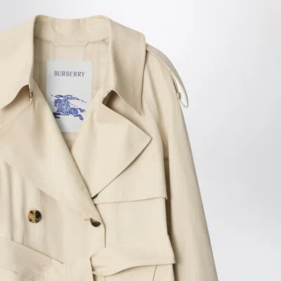 Burberry Light Beige Cotton Fitzrovia Trench Coat In Neutral