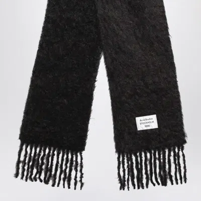Acne Studios Black Wool Scarf With Logo In Black
