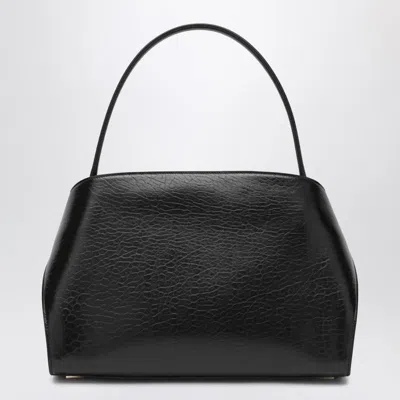 Ferragamo Leather Hug M Handbag With Metal Accents In Brown