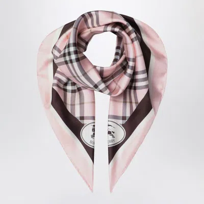 Burberry Square Silk Scarf Check Pattern In Pink