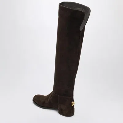 Dolce & Gabbana Over-the-knee Suede Block Heel Boots In Brown