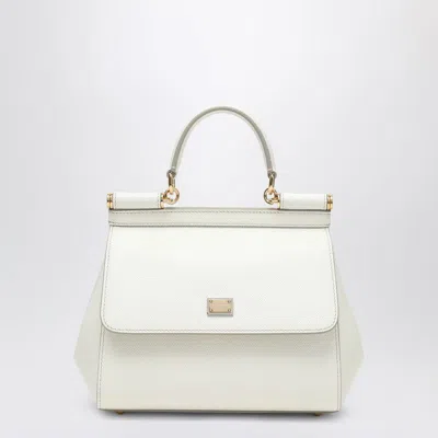 Dolce & Gabbana Medium Sicily Dauphine Leather Bag In White
