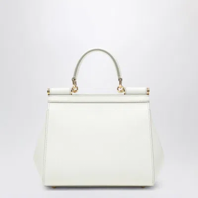 Dolce & Gabbana Medium Sicily Dauphine Leather Bag In White