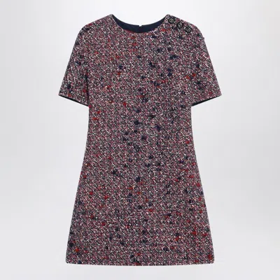 Gucci Textured Wool Dress Featuring Signature Buttons In Blue