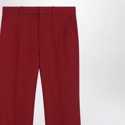 Gucci Wool Trousers With Front Pleats And Pockets In Red