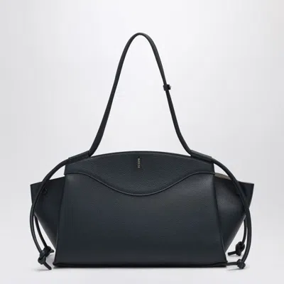 Noesi Molly Navy Blue Grained Leather Bag In Blue