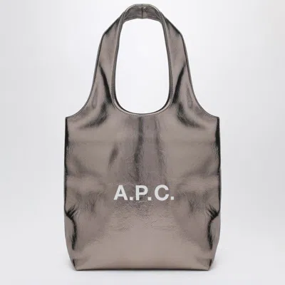 Apc A.p.c. Small Metallic Silver Ninon Tote Bag In Gray