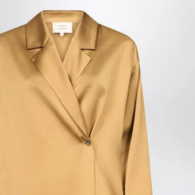 Loulou De Saison Ochre Satin Persia Blouse In Neutral