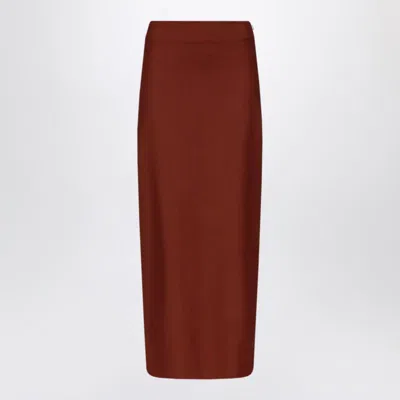 Loulou De Saison Samos Lds Burgundy Pencil Skirt In Brown